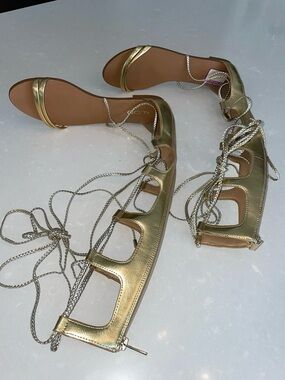 ALDO Gold Lace-Up Gladiator Sandals